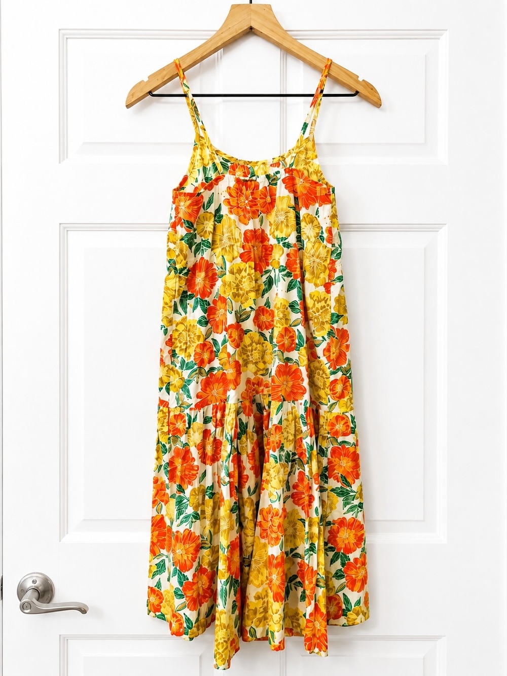 Zara Girls Floral Spaghetti-Strap Mid Dress in Yellow & Orange - Picture 2 of 4